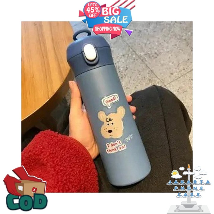 Botol Minum Termos Air Mini Stainless Steel Botol Minum Portable Tumblr 500ml Kopi - Blue Puppy(K1B5