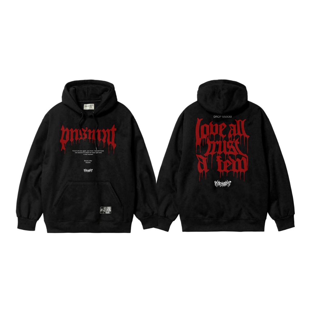 TURUN HARGA ! Hoodie Crop Original Punishment / Jaket Sweater Hoodie Pria Distro Original Punishment Motif Aesthetic Depan Belakang Hitam Motif Metal