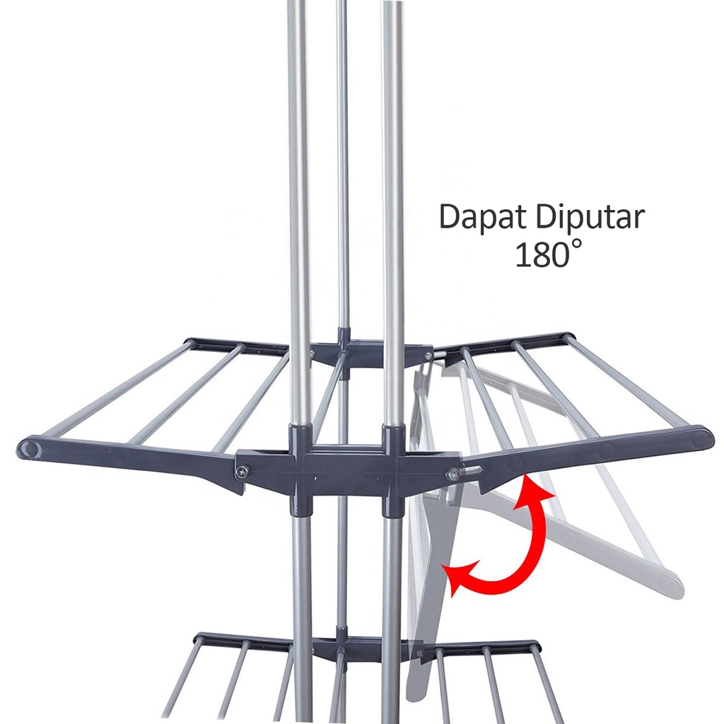 JEMURAN BAJU PAKAIAN 3 SUSUN RAK GANTUNGAN HANDUK LIPAT JEMURAN DORONG - Unikdekorasi