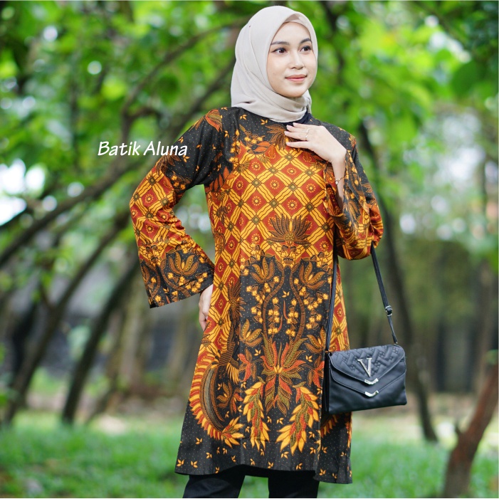 Seragam Kerja Kantor Wanita Batik Tunik Muslim Premium TBA 095