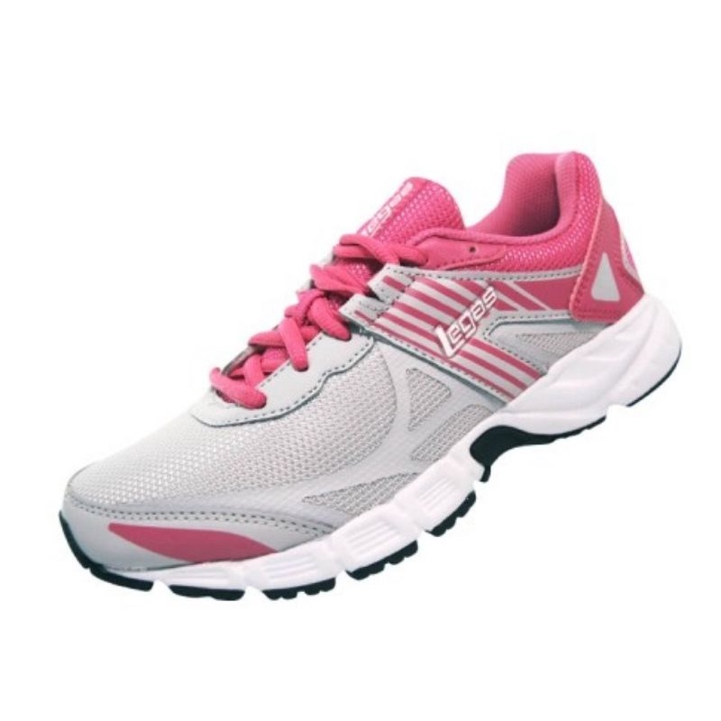 Sepatu League Legas Cewe Abu Pink Iron La W Running Shoes Wanita Lari Original