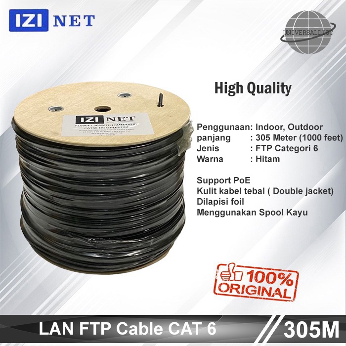 IZINET Kabel LAN FTP Cat6 STP CAT 6 Outdoor ( Double Jacket ) 305 Meter