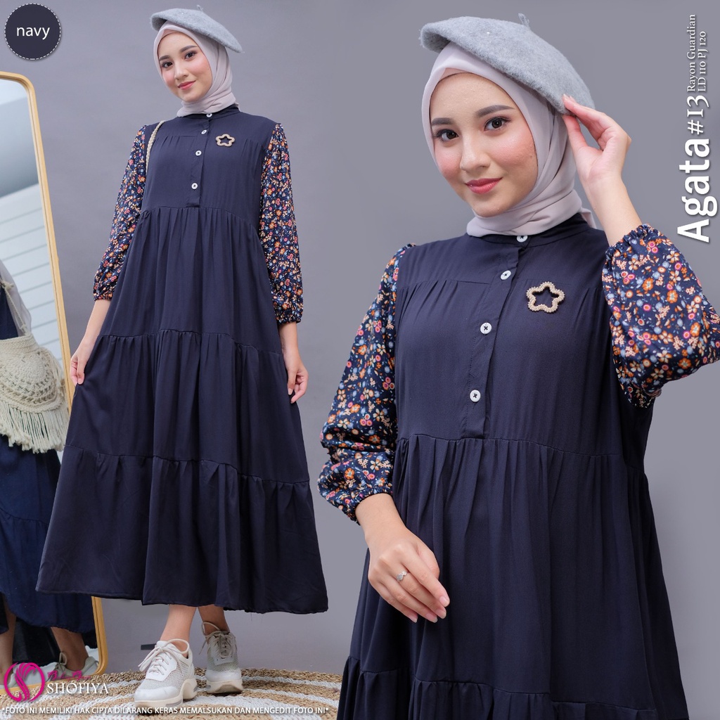 [RESTOCK] GAMIS DRESS FASHION MUSLIM // AGATA BY SHOFIYA-#13 Navy