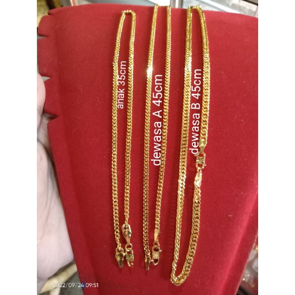 kalung rantai pipih anak dan dewasa lapis emas 24 k