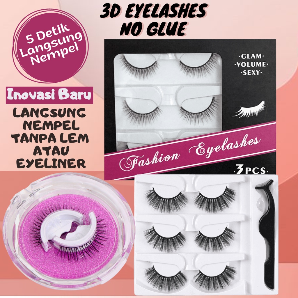 BULU MATA MAGNET 3 PASANG MAGNETIC EYELASH NATURAL 1 SET EYELINER 3D EYELASHES BULUMATA MURAH