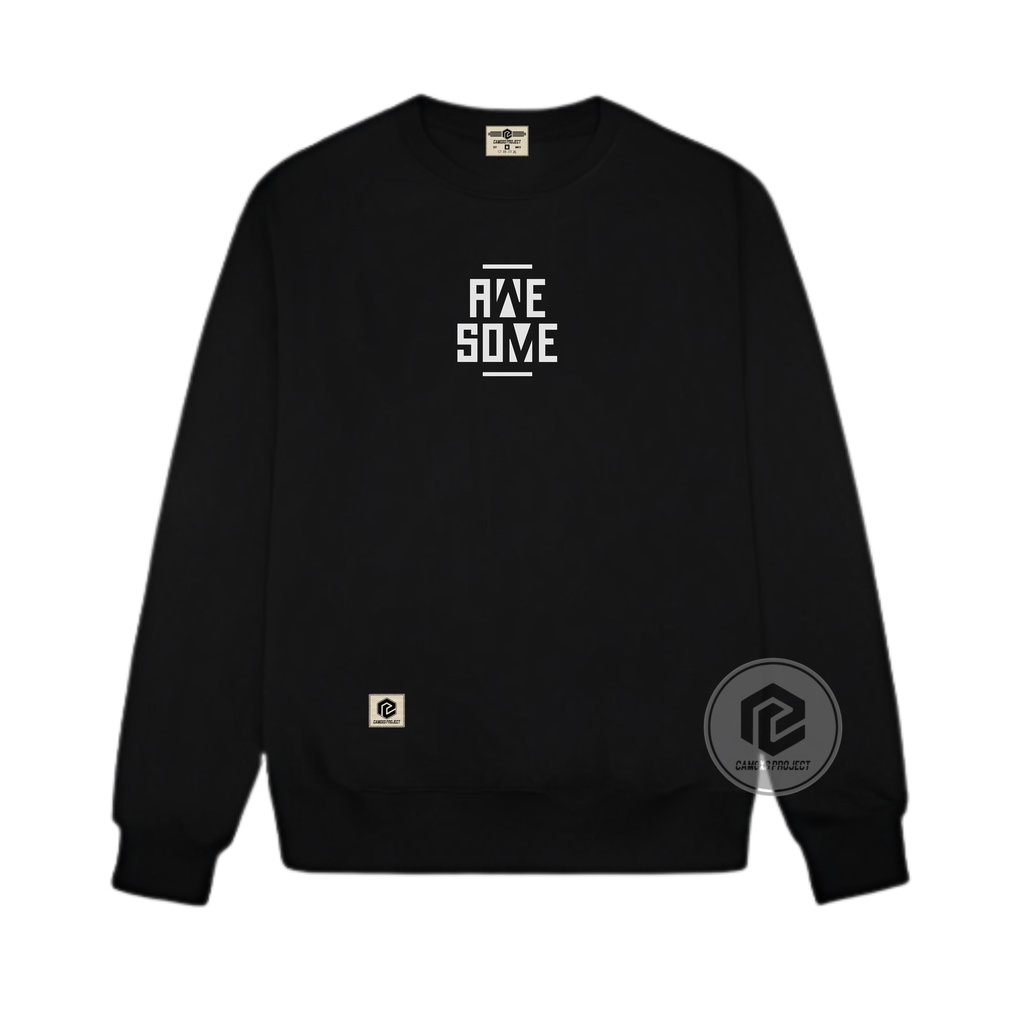 crewneck sweater distro Camoxs orginal pria dan wanita Crunek basic Hitam List Awesome Terbaru Terlaris Suiter Cowok Cewek Oversize