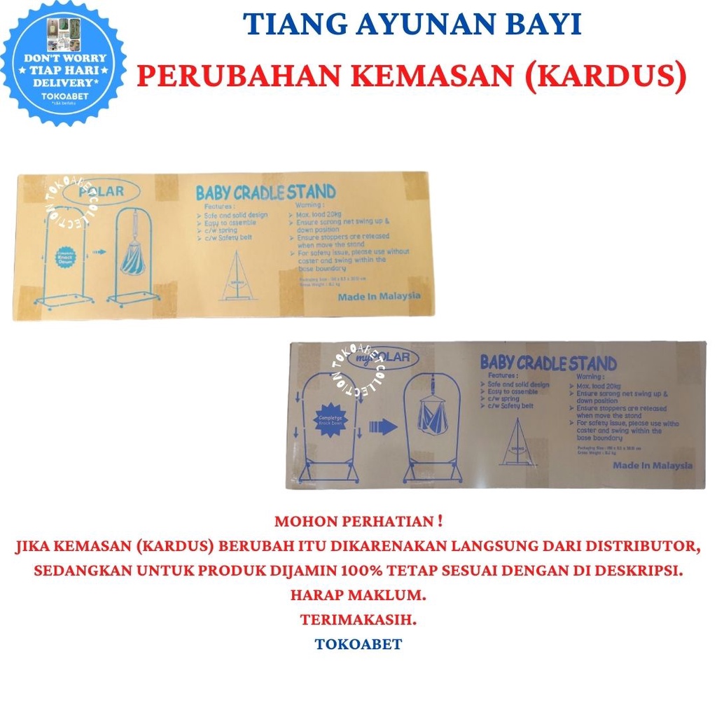 PAKET MANUAL Tiang Ayunan Bayi Cat EPOXY POLAR dan SET Ayunan Karakter termasuk kain ayun kelambu alas kasur motif kartun untuk perlengkapan tidur bayi kebutuhan baby anak TOKOABET