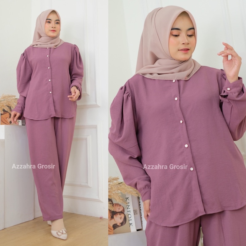 Zuini Set Ld112 - SetCel Crinkle Air Flow Jumbo Bigsize Oversize One Set Setelan Wanita / 381-6979