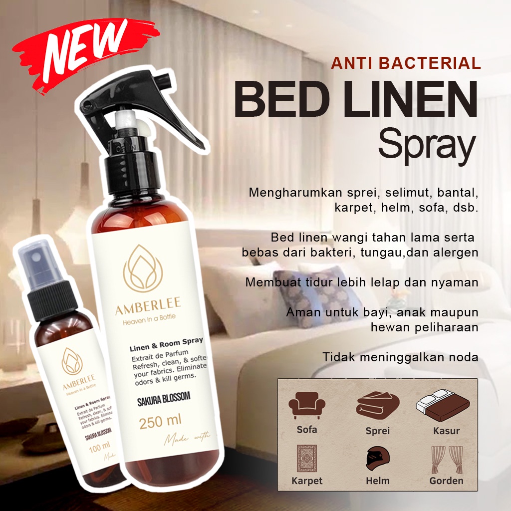 Pengharum Bed Linen &amp; Room Spray / Anti Bacterial / Parfum Sprei Selimut Sajadah Karpet Sofa Helm Kasur / Pengharum Ruangan Aromaterapi / Pewangi Baju