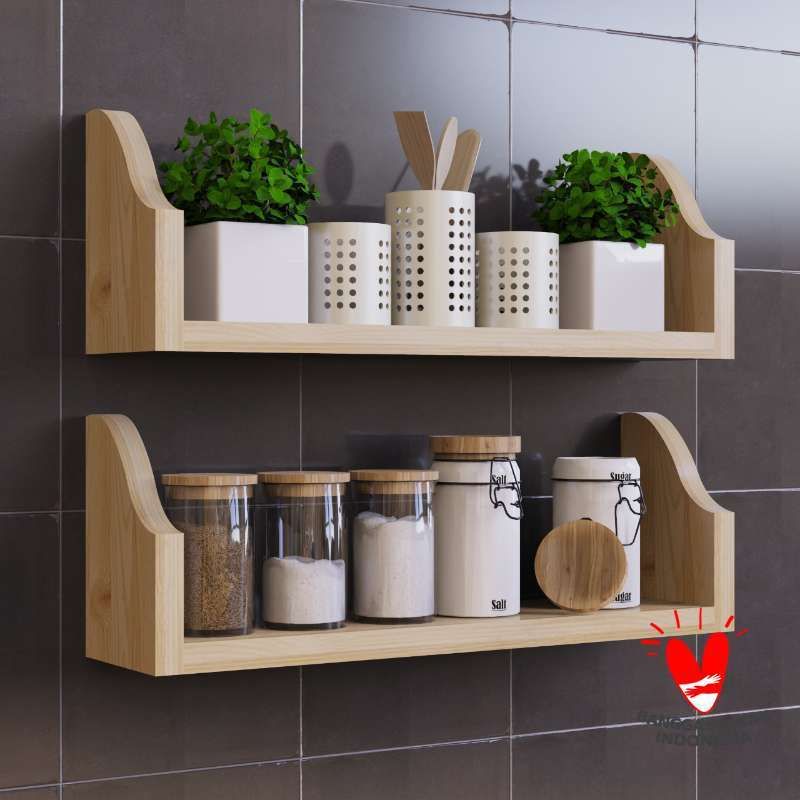 rak kayu bumbu rak pot bunga hias rak tempel dinding