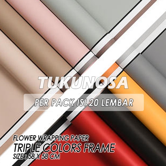 

PERPACK [20 LEMBAR] FLOWER WRAPPING PAPER TRIPLE COLORS FRAME CELLOPHANE KERTAS BUKET BUNGA