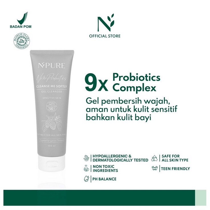 B19-B20 N'PURE noni probiotics cleanser face cleanse me softly full travel mini size pembersih wajah sabun cuci muka perawatan kecantikan mandi melembabkan noni npure original murah termurah asli toner essence facewash wash