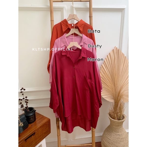 BEFAST - ZEC OOTD Kemeja Wanita CARIE / Hanna Shirt Kemeja RAYON Oversize Jumbo / Kemeja Oversize Wanita keluaran Terbaru / Pakaian Kerja / Hem Polos Formal / Fashion Ala Korean Style Wanita / Kemeja Casual / Trendy / Kemeja Jumbo