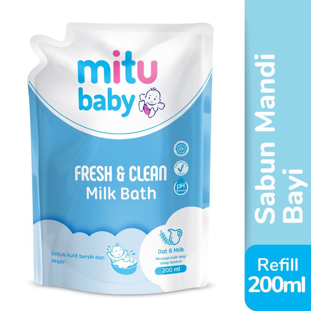 Mitu Baby Soap Milk Bath / 2in1 ( Hair &amp; Body)200ml + Bubble Wrap / Toko Makmur Online