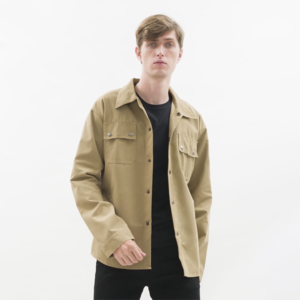 Jaket parka outer jaket pria semi parka warna krem