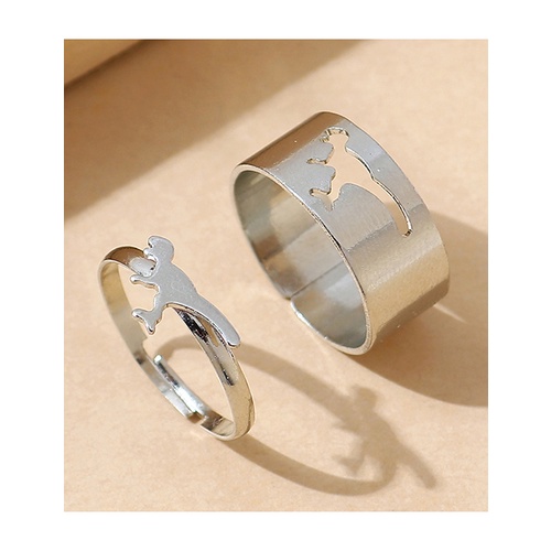 LRC Cincin Fashion Silver Color Little Dinosaur Ring Set Y6635x