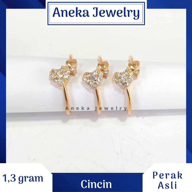 Cincin Love Cor Mata, Perak 925, Sepuh Emas Rosegold