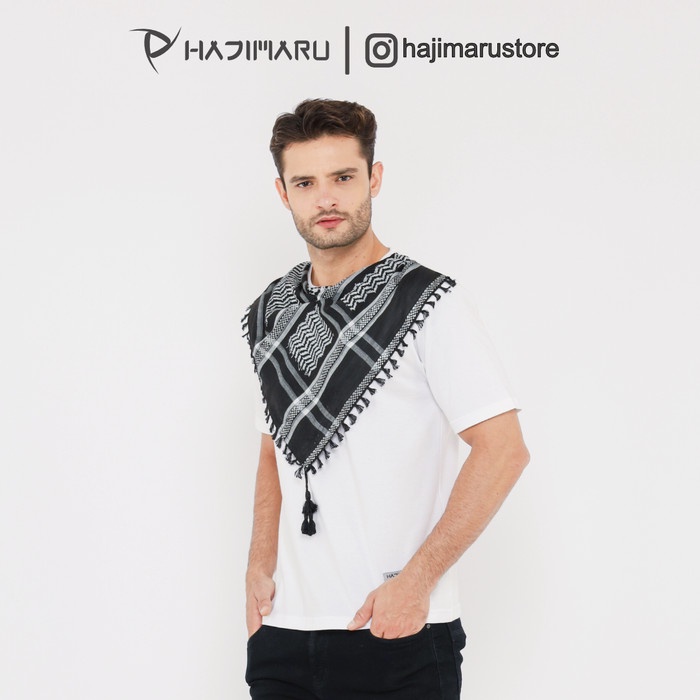 Sorban Kaos Sorban Timbul Baju Koko Terbaru 2022 - Hajimaru Sorban Tee Putih - M(R6D3) Sorban Hitam 