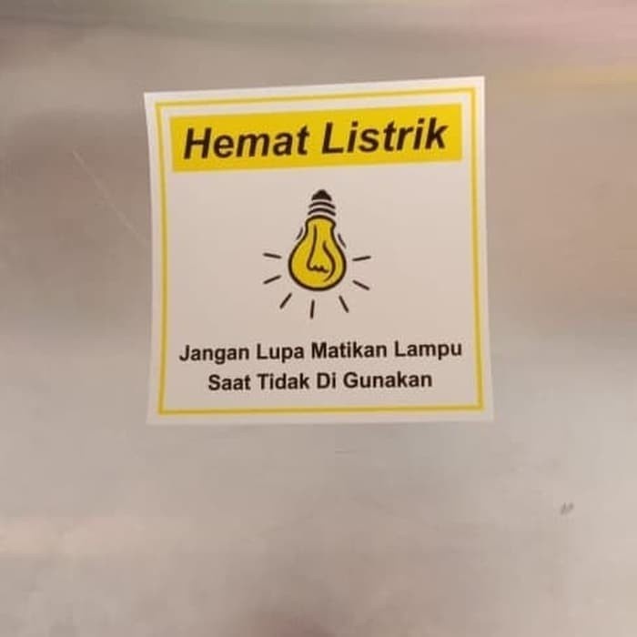 

SIGN STICKER HEMAT LISTRIK KUNING 10X10CM STIKER HIMBAUAN RAMBU