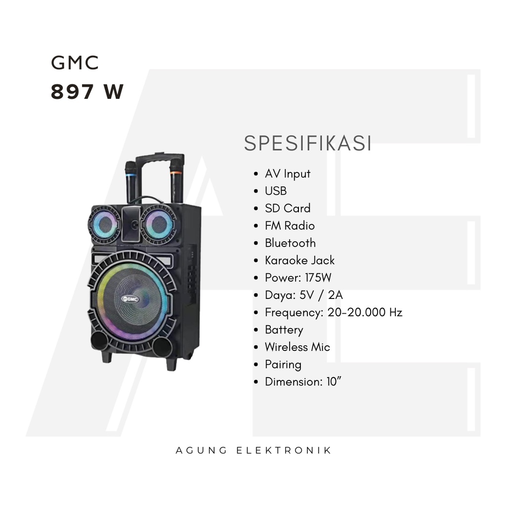 Speaker Portable GMC 897 W