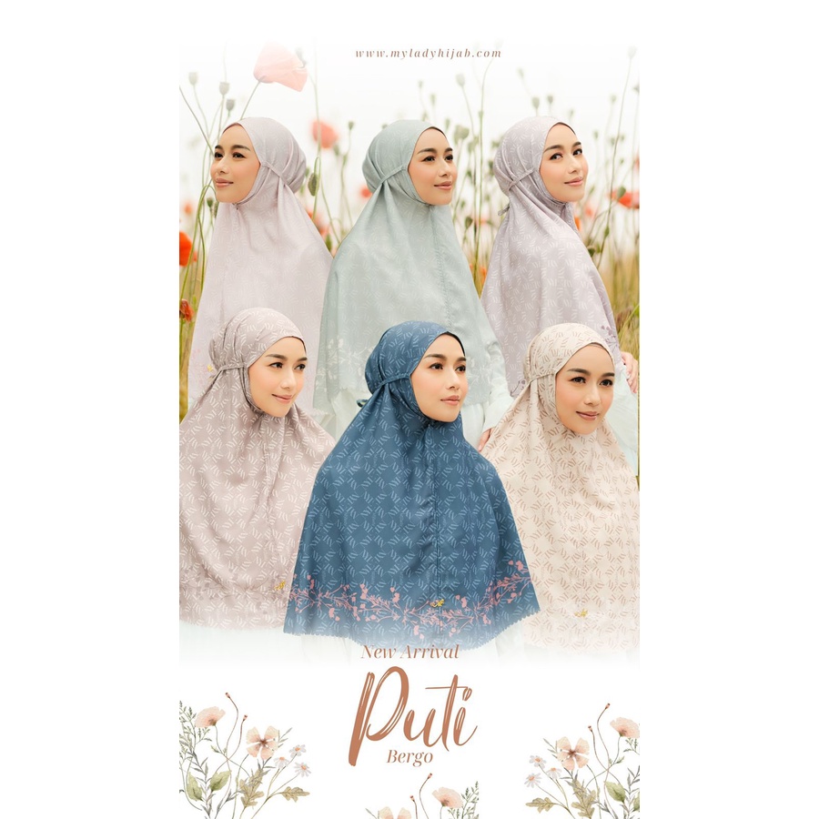 NEW PUTI BERGO BY MY LADY/HIJAB INSTANT MYLADY/BAHAN CREPE ULTRA SILK/LASERCUT/HIJAB INSTANT PREMIUM