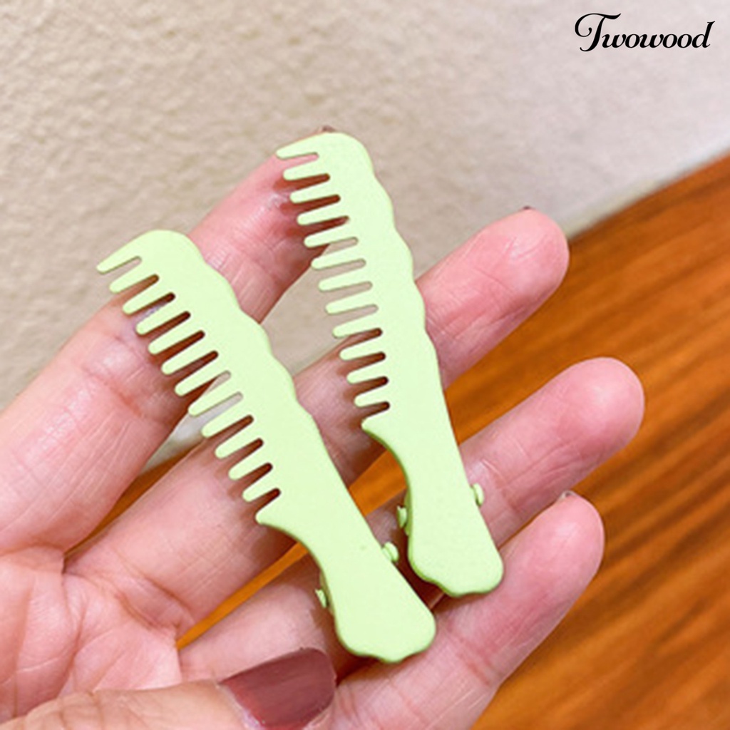 Jepit Rambut Poni Portabel Bentuk Sisir Warna Solid Anti slip