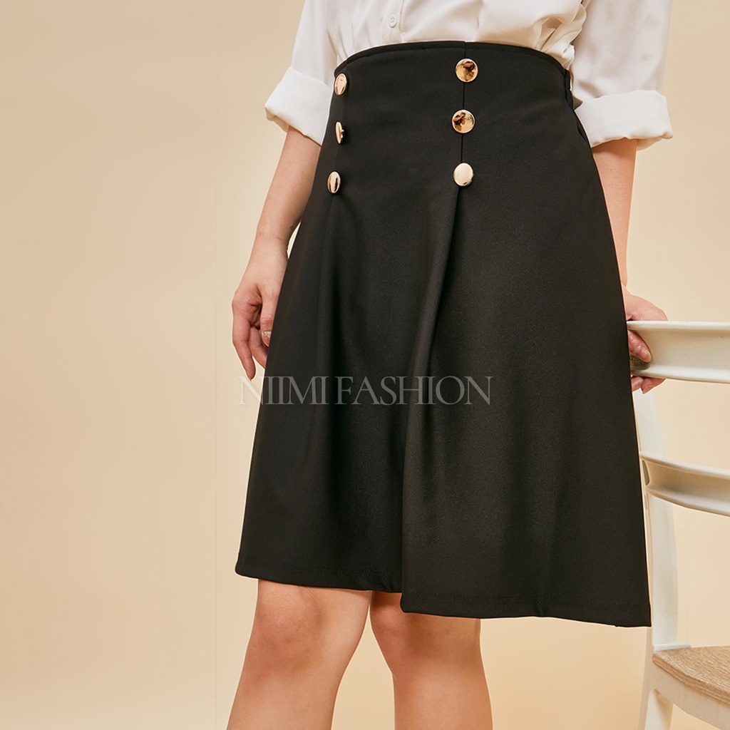 NIMI - 767 Midi Skirt Rok Mini Korea Rok Pendek Scuba Wanita kekinian
