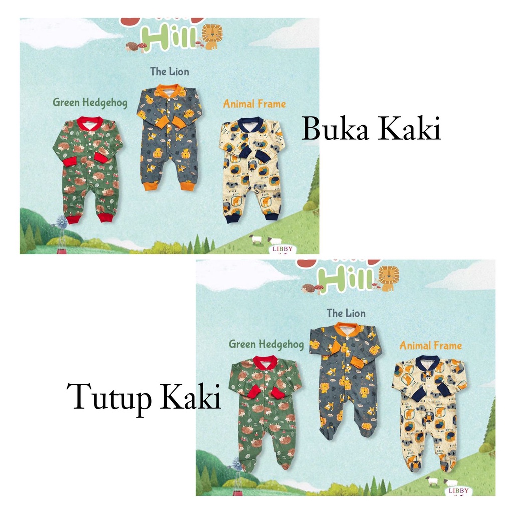 isi 3pcs Libby Baju Kodok Panjang Buka Kaki Tutup Kaki / Jumpsuit Sleepsuit Jumper