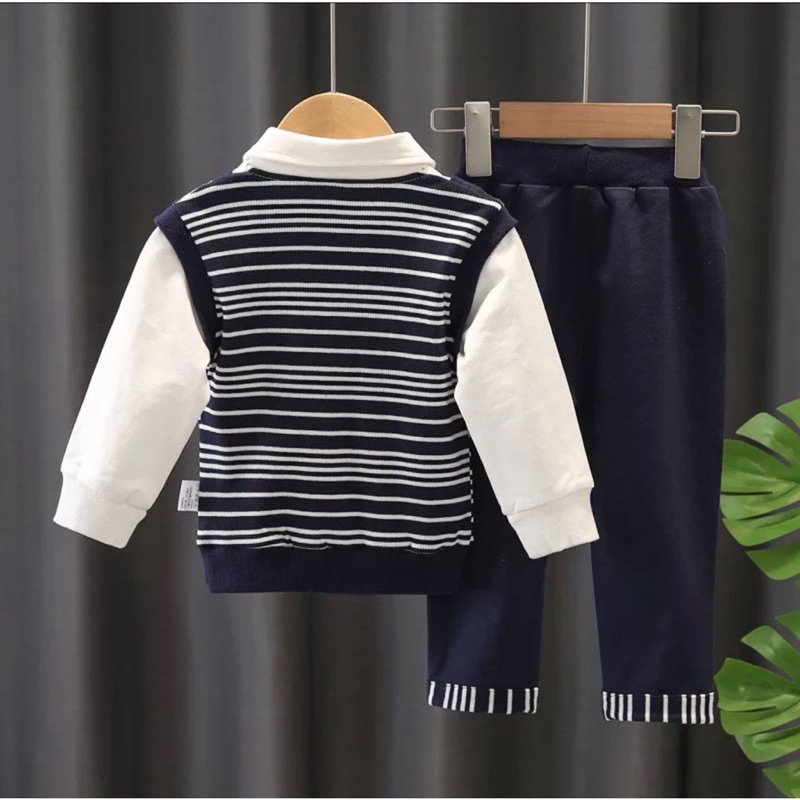 SETELAN SWEATER KOREA SCHOOL KERAH PITA BAYI ANAK MOTIF SALUR USIA 6 BULAN-5 TAHUN BEST QUALITY TERBARU TERLARIS/ SETELAN SWEATER KOREA SCHOOL KERAH PITA BAYI ANAK LAKI-LAKI/SETELAN SWEATER KOREA SCHOOL KERAH PITA BAYI ANAK PEREMPUAN