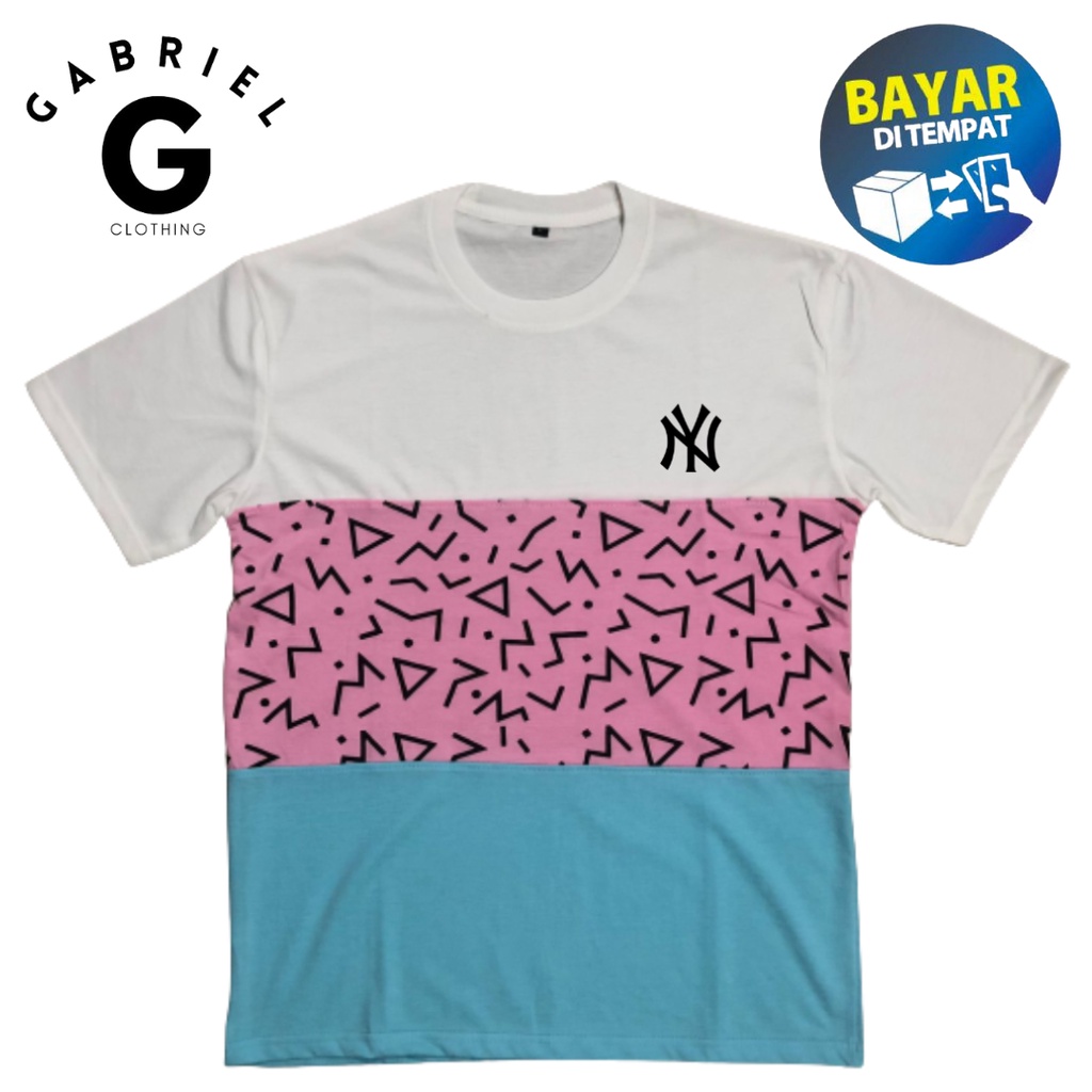Kaos Kombinasi Kata 'NY'  / Kaos Kombinasi 3 Warna / T-shirt Baju Untuk Pria Dan Wanita -1016
