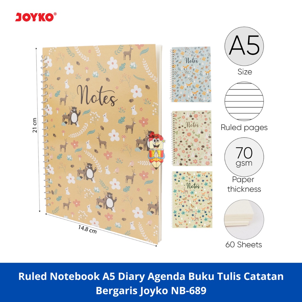 

Ruled Notebook A5 Diary Agenda Buku Tulis Catatan Bergaris Joyko NB-689