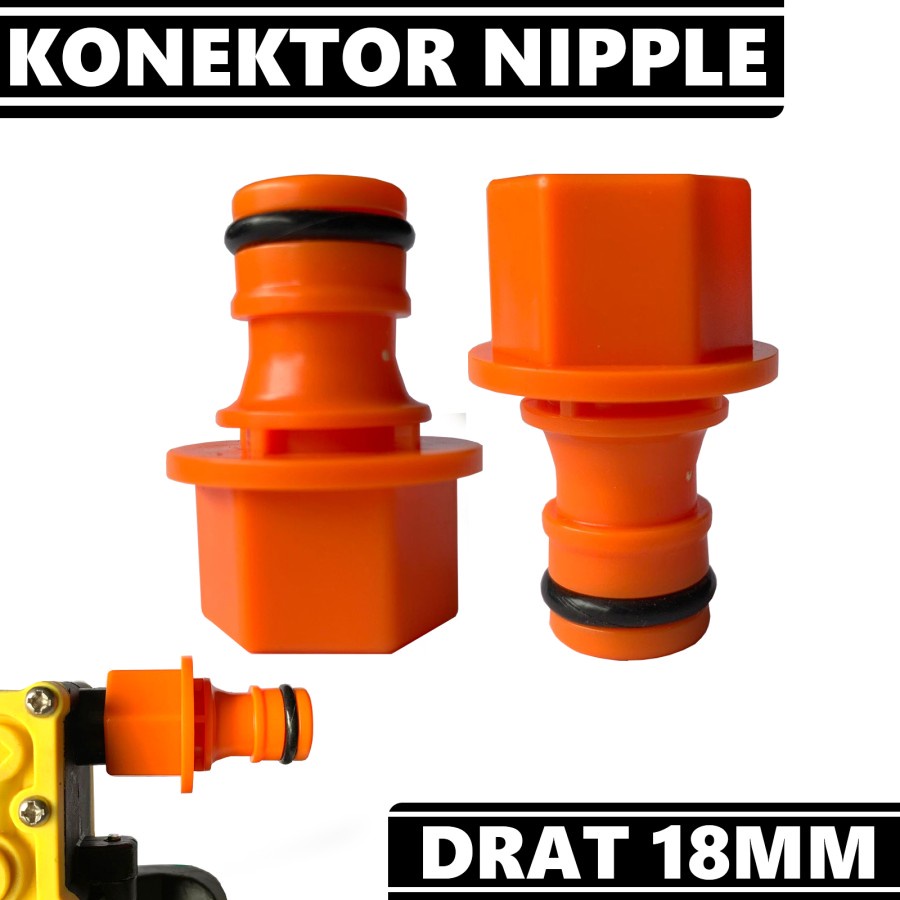 Konektor Drat 18mm - Nipple Drat 18mm untuk pompa dc / handel sprayer