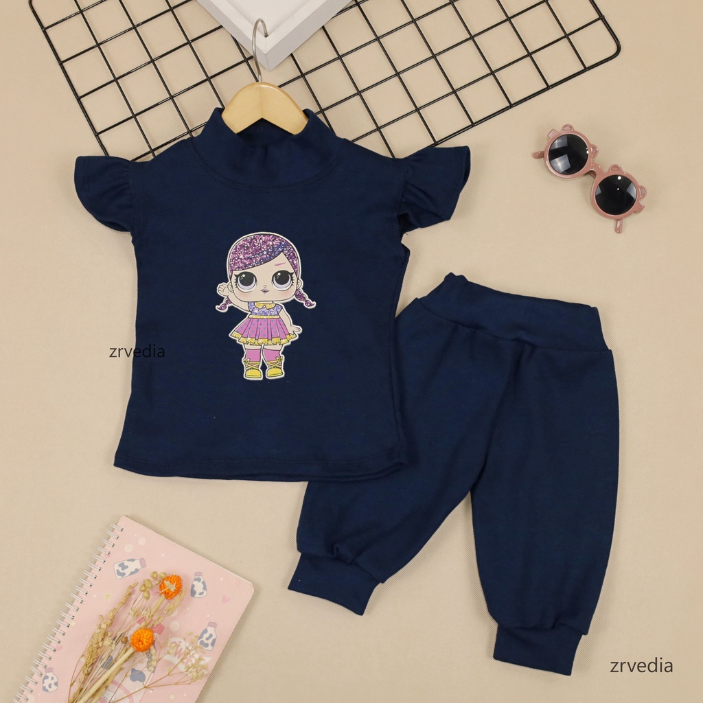 Set Ghina Bayi 1-2 Tahun / 6-24 Bulan Setelan Bayi Karakter IMPORT Celana Jogger Perempuan Polos Baju Tidur Kiosbalitaaprillia