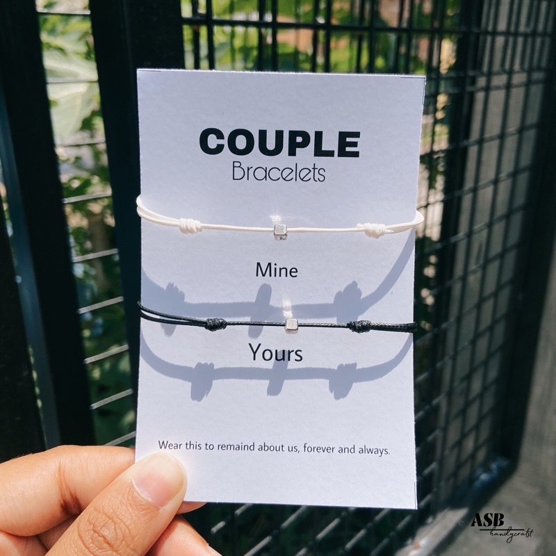 [COD] Mine &amp; Yours Couple Cube / Gelang Couple Pasangan Minimalis - Simple Bracelet Couple Series (FREE GIFT)