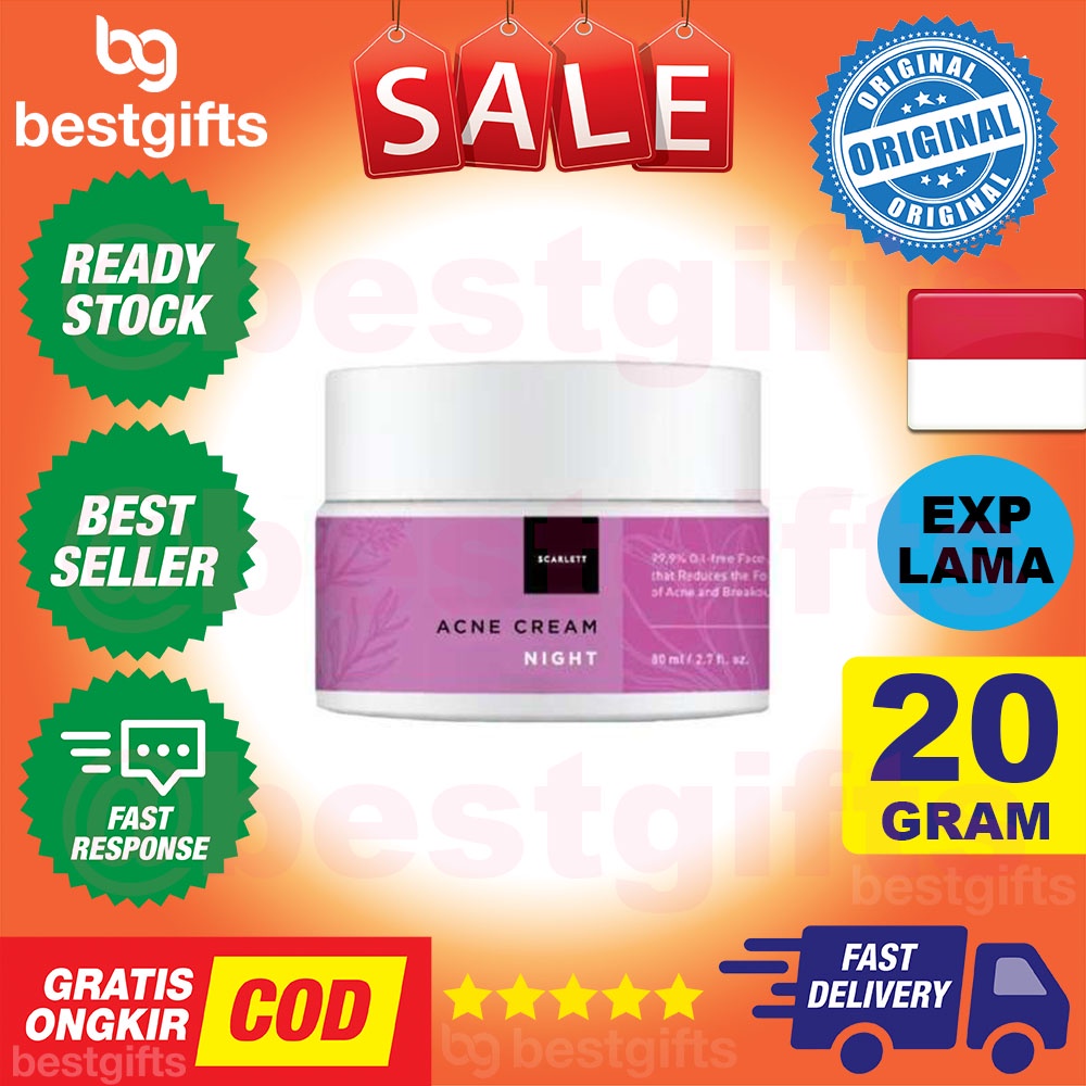 SCARLETT SCARLETT WHITENING ACNE NIGHT CREAM MUKA KRIM WAJAH 20 GRAM