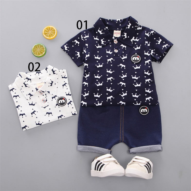 LID9119 - 2 in 1 Setelan T-Shirt Kerah Bayi/ Balita Cotton Blends