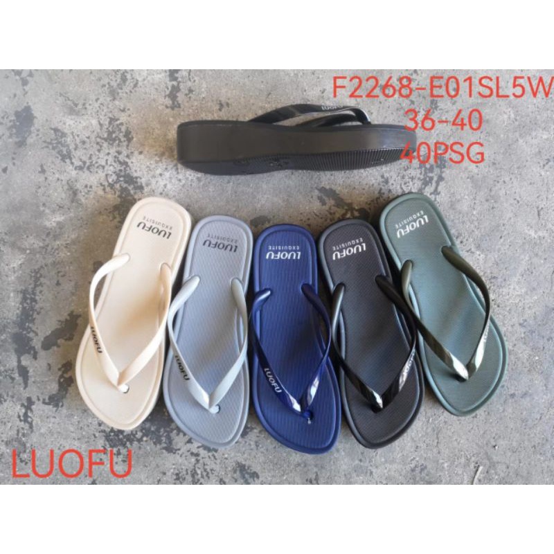 SANDAL JEPIT KARET WANITA LUOFU F2268-4.SANDAL JEPIT JELLY WEDGES PEREMPUAN EMPUK TERBARU