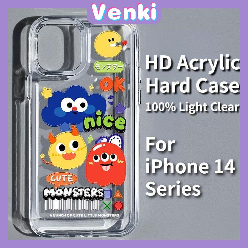 iPhone Case HD Acrylic Hard Case High Clear Metal Button Protection Camera Shockproof Cute Monster Compatible For iPhone 14 Pro Max 14 Plus 13 Pro Max 12 Pro Max 11 XR 7Plus