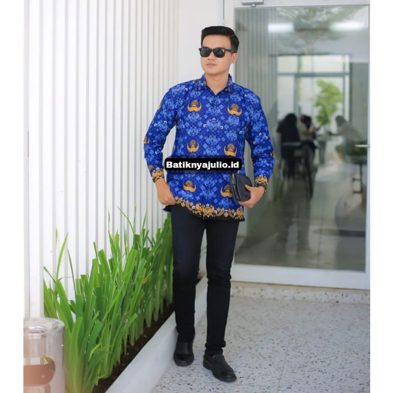 seragam asn korpri lapis furing terbaru 2022 kerah biru premium original batiknyajulio id