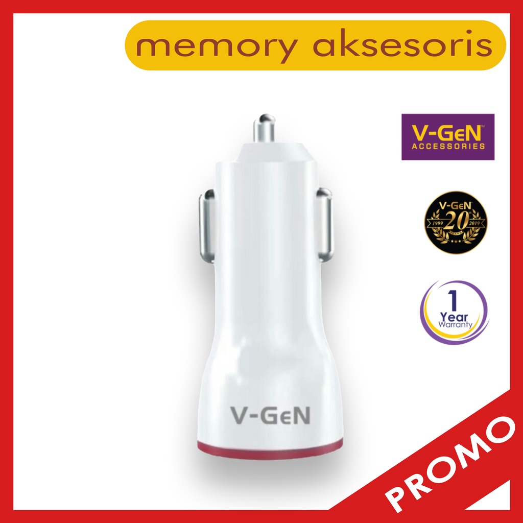 Car Charger V-GeN VCC2-25 2.4A Dual LED Charger Mobil