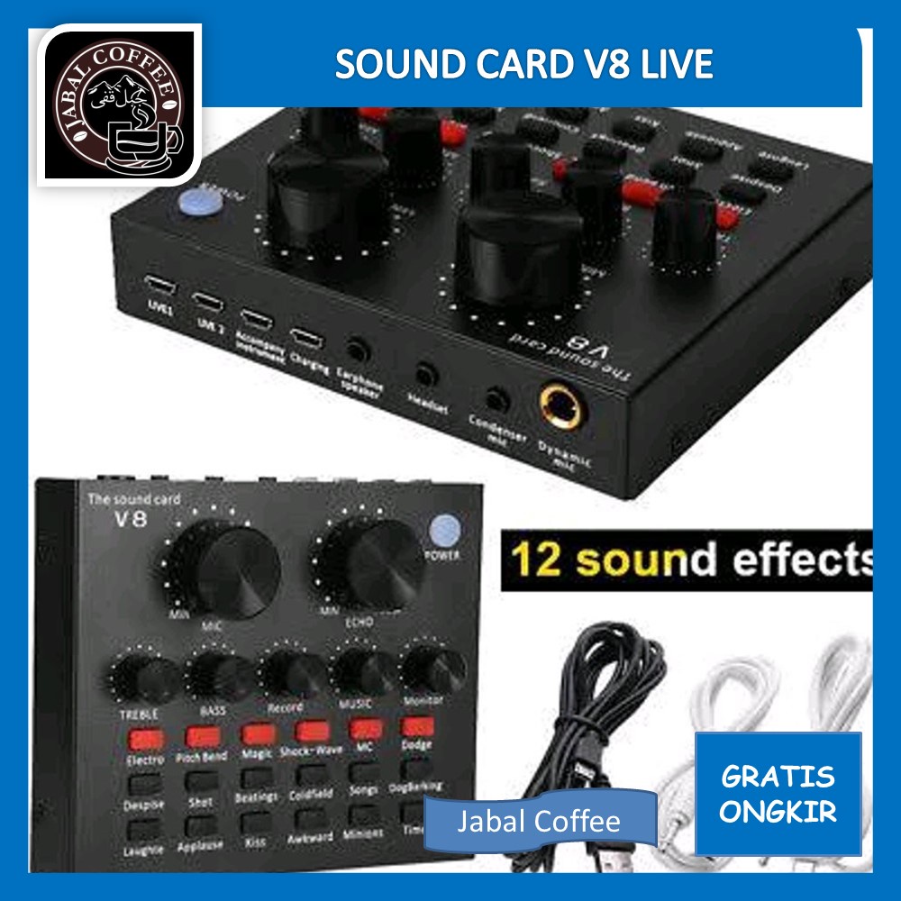 Soundcard Mixer Audio Karaoke HP Streaming / Sound Card V8 Live Broadcast Mixer Bluetooth