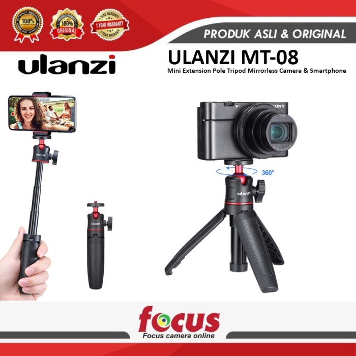 Tripod Ulanzi MT-08 Mini Extension Pole Tripod for Mirrorless Camera or Smar - Putih(F7G2) Tripod 3 