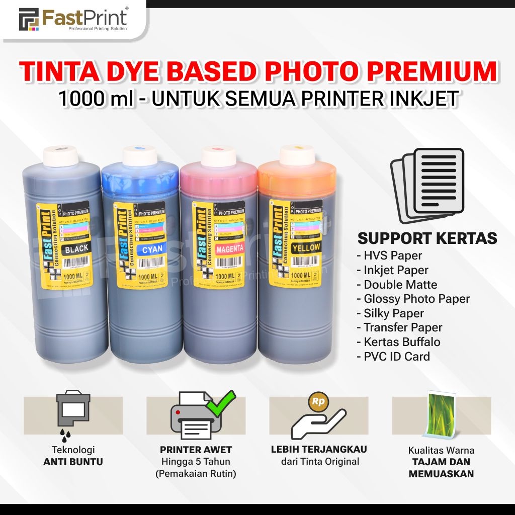 Tinta Refill Dye Based Photo Premium 1 Set 1000 ML