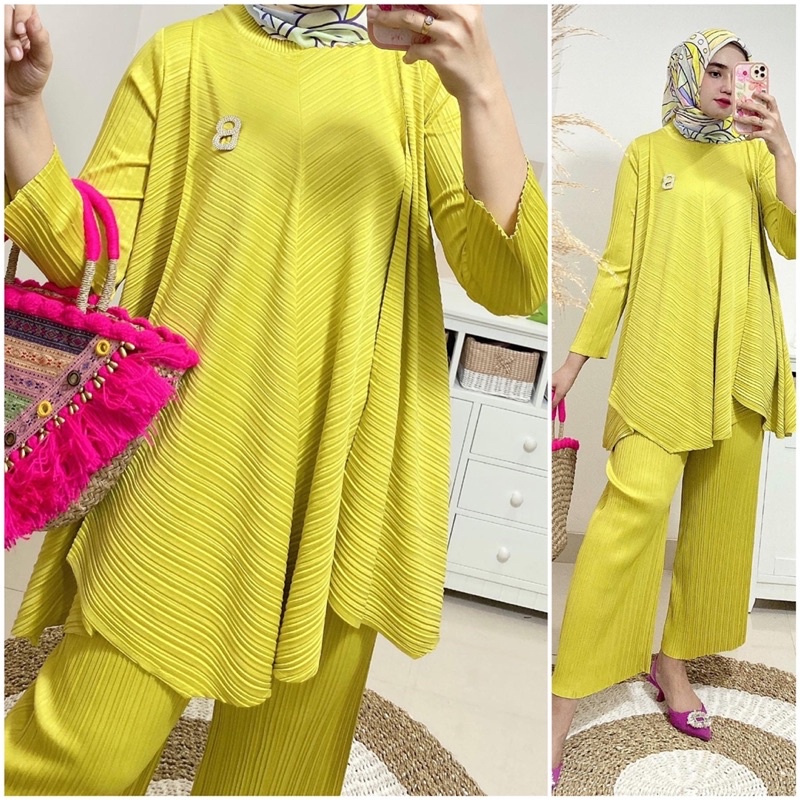 Lady pleats set (tunik set kulot plisket)