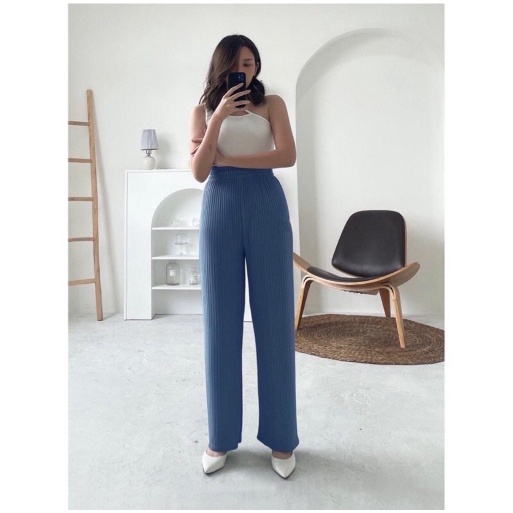 KULOT HIGHWAIST / KULOT RAJUT TEBAL / HIGHWAIST KNITTING PANTS / CELANA KULOT HIGHWAIST RAJUT / CELANA BASIC KULOT PANJANG / FUSCHIA