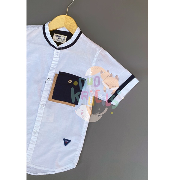 Kemeja Anak Laki-laki Bahan Katun Kerah Tegak Kemeja Koko | DUO KRUCILS