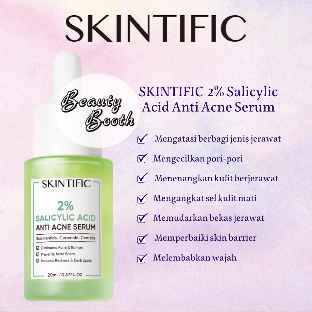 SKINTIFIC Anti Acne Serum | 2% Salicylic Acid Anti Acne Serum | Serum Jerawat