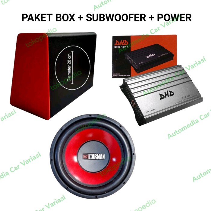 jalaldshop - Paket audio mobil power 4 ch subwoofer 12 inch + box