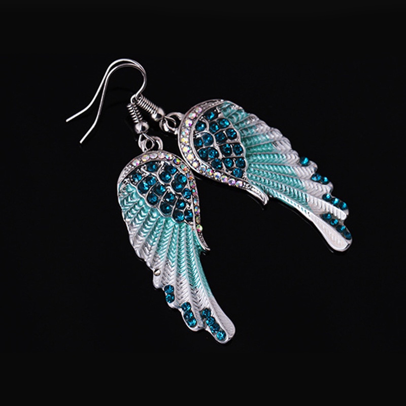 Anting Bentuk Sayap Malaikat Warna Biru Putih Pink Untuk Wanita