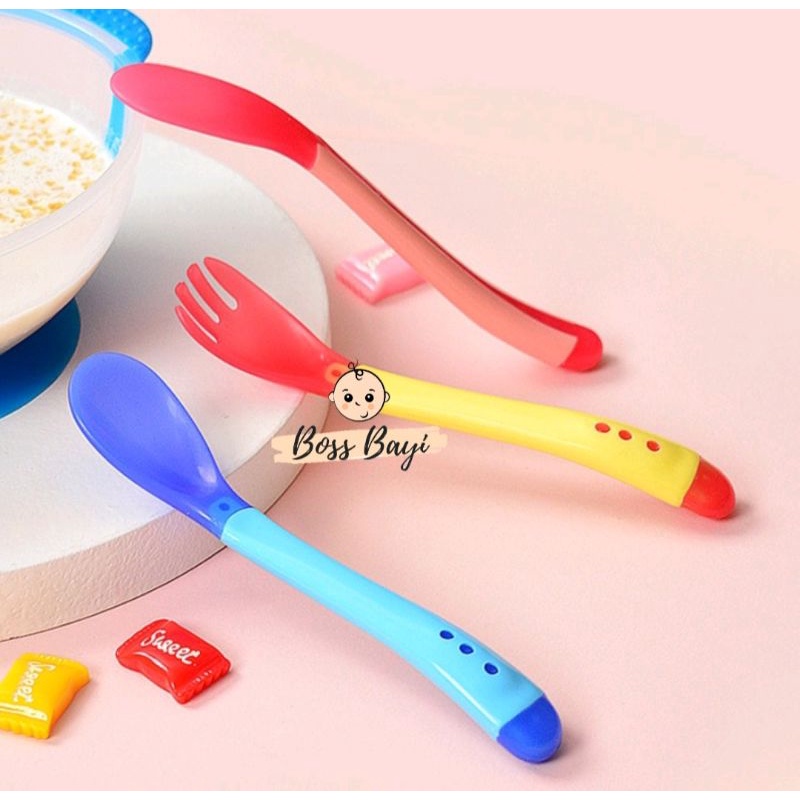 BOSS BAYI - Sendok Garpu Silikon Sensor Suhu